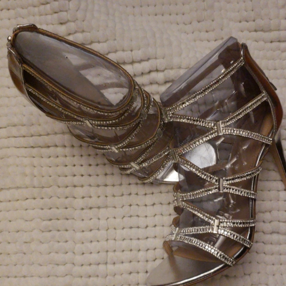 Also Liah metallic  Cage heels